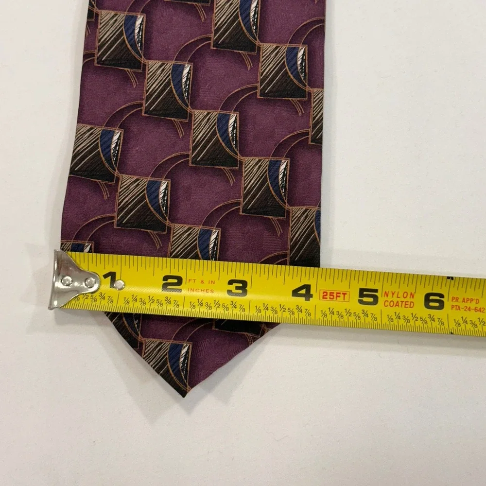 Borck Brothers Geometric Silk Necktie Mens OS Purple Abstract‎ Square | Academia